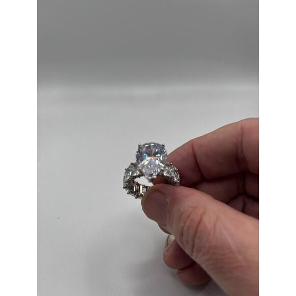 Princess Cut Quartz Diamond Baguette Silver Ring Size 8 15G - Picture 2 of 8